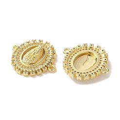 Breloques de connecteur ovale vierge marie en laiton plaqué oxyde de zirconium&nbsp;KK-C084-35C-G