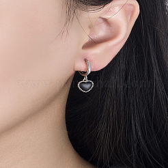 1 пара серег-колец в форме сердца из латуни&nbsp;EJEW-LP0007-050