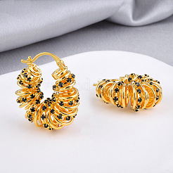 Серьги-кольца из латуни с микропаве из кубических цирконий&nbsp;FS-WG5C759-01