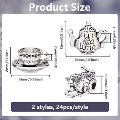 48 Stück 2 Stile Legierung Teekanne & Kaffeetasse Miniaturmodell&nbsp;AJEW-DC0001-81AS