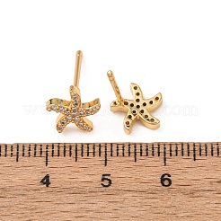 Ohrstecker aus Messing mit Mikropavé-Zirkonia für Damen&nbsp;EJEW-F418-20G