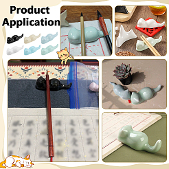 6 шт. 6-цветная керамическая подставка для кистей для каллиграфии в форме кошки&nbsp;AJEW-PH0006-44