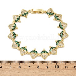 Браслеты из латуни с микропаве и фианитами для женщин BJEW-Z126-05G-01