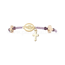 Pulseras de cuentas trenzadas con cordón de nailon ajustable&nbsp;BJEW-MZ00168-06