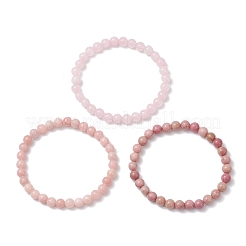 3 bracciale elastico con perline rotonde in rodocrosite naturale&nbsp;BJEW-JB12836