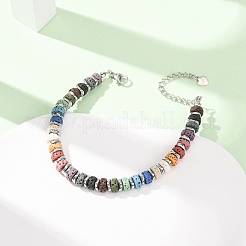 Bracelets heishi en roche de lave naturelle teintée selon les chakras&nbsp;GG-CBA922D-02