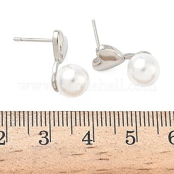 Серьги-гвоздики с подвесками из пластика и латуни в форме сердца&nbsp;EJEW-G452-11P