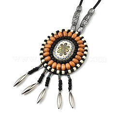 Collares colgantes de estilo retro con cuentas de vidrio&nbsp;NJEW-Q349-02A