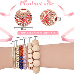 8 Stück 4 Farben Messing Micro Pave Zirkonia Perlen&nbsp;KK-PH0011-56