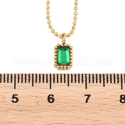Halskette mit Anhänger aus Edelstahl 304 und grünem Zirkonia-Pavé für Damen&nbsp;NJEW-B083-02G-01