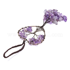 Puces enveloppées de fil pierres précieuses naturelles grandes décorations pendentif&nbsp;HJEW-H057-01