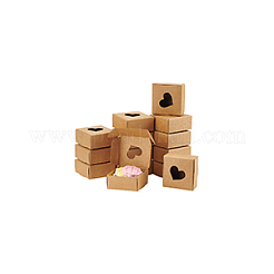 Scatole regalo quadrate scavate a forma di cuore in carta kraft&nbsp;CON-WH0095-66B