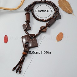 Colliers et pendentifs en perles de noix de coco et de bois de style bohème&nbsp;FS-WG7CDF7-01