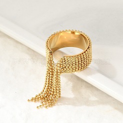 Кольца-манжеты из нержавеющей стали 304 с круглыми кисточками для женщин&nbsp;RJEW-U039-03G