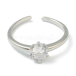 Регулируемые латунные кольца микро манжеты из прозрачного циркония&nbsp;RJEW-L100-010