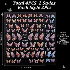 4 шт. 2 вида пластиковых наклеек для дизайна ногтей в виде бабочек&nbsp;MRMJ-CP0001-37