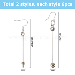 6 par de aretes colgantes de aleación de 3 estilos&nbsp;EJEW-HS0001-41