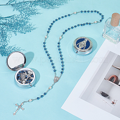 2 шт. бусины-четки из синего круглого стеклянного жемчуга&nbsp;NJEW-GO0001-14