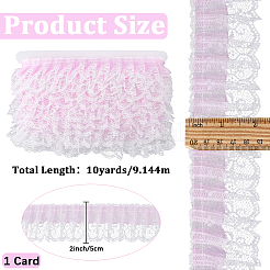 Rubans de bordure en dentelle plissée en organza polyester double couche de 10 mètre&nbsp;SRIB-GF0001-69