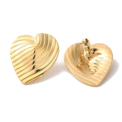 Pendientes de botón de acero inoxidable 304 con baño de iones (IP) y forma de corazón texturizado para mujer&nbsp;EJEW-L287-018G