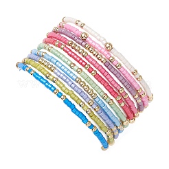 10 шт. набор эластичных браслетов из стеклянного бисера для женщин&nbsp;BJEW-MZ00295