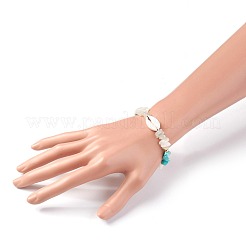 Bracciali con pietre intrecciate naturali / sintetiche miste e pietre di luna bianca&nbsp;BJEW-JB04080