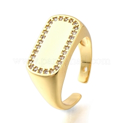 Латунные микропаве кубические цирконии регулируемые открытые манжеты кольца для женщин&nbsp;RJEW-K292-08G