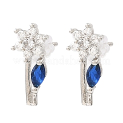 Boucles d'oreilles fleur en laiton platine&nbsp;EJEW-L270-08P