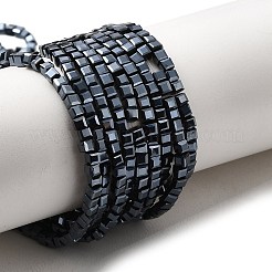 Куб образный черный покрытием кристалл стеклянные бусы нити&nbsp;EGLA-F013-J01