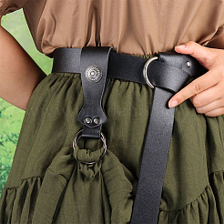 2 Stück flacher runder mittelalterlicher Gürtelanhänger aus PU-Leder&nbsp;AJEW-CL0002-87B