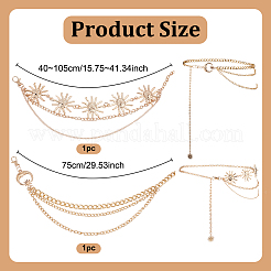 2 шт. 2 стиля луна солнце сплав звено цепи на талию тело&nbsp;AJEW-UN0002-20G