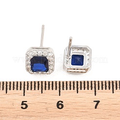 Quadratische Ohrstecker aus Messing mit Mikropavé-Kubikzirkonia&nbsp;EJEW-Z164-22P
