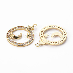 Латунные микропаве прозрачные подвески с фианитом&nbsp;KK-Q765-006-NF