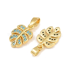 Breloques en laiton serties de micro-pavés de zircon cubique bleu ciel&nbsp;CU-CBAA571-03G