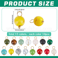 150 ciondolo rotondo con pietre preziose miste naturali e sintetiche in 15 colori&nbsp;PALLOY-PH01806-01