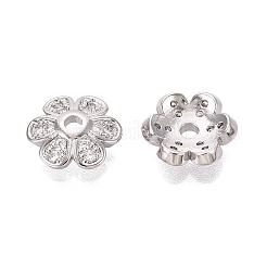 Capuchons de perles en zircone cubique transparent micro pave en laiton&nbsp;KK-Q071-07P-02