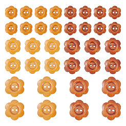 90 шт. 6 стиля деревянных пуговиц-цветочков с 2 отверстиями&nbsp;BUTT-TA0001-39