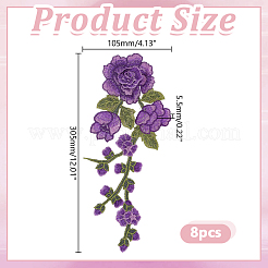8 Stück Polyester-Stickerei-Nähornamente&nbsp;DIY-HY0003-42C