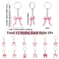 12 Stück 12 Stile Bowknot Acryl Anhänger Schlüsselanhänger&nbsp;KEYC-SP0001-55A