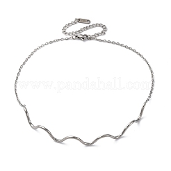 Ожерелья из цепочек волнообразной формы из нержавеющей стали 304 для женщин&nbsp;LS-NJEW-S439-08P