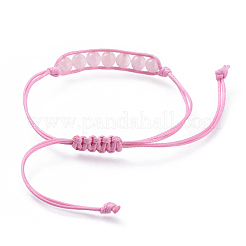Bracciali di perline intrecciati in quarzo rosa naturale regolabili&nbsp;BJEW-JB04560-01