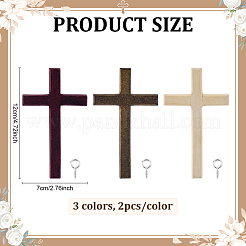 6 Stück 3 Farben Holzkreuz Wanddekoration&nbsp;DJEW-ME0001-09