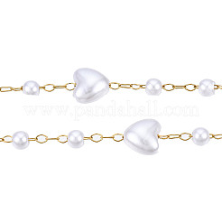Cuore di perle in plastica abs e catene rotonde di perline&nbsp;CHS-N003-14