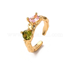 Manschettenringe aus Messing mit Mikropavé-Zirkonia für Damen&nbsp;RJEW-F191-01G-01
