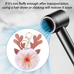 4 шт. 4 цвета рождественские помпоны-брелки в виде рогов оленя&nbsp;KEYC-CL0001-25