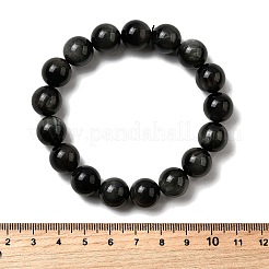 Bracelets extensibles en perles rondes en pierre œil d'aigle naturelle de qualité A pour femmes&nbsp;BJEW-L712-B06-12mm