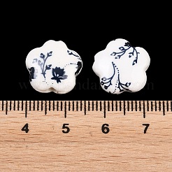 Porzellanperlen mit Blumenmuster&nbsp;X-PORC-Q166-1