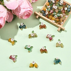 60 Stück 6-farbige Anhänger aus natürlichem malaysischem Jade und Acryl&nbsp;PALLOY-YW00170