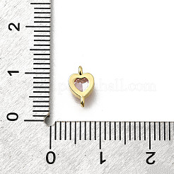 Breloques connecteurs en laiton et zircone cubique en forme de cœur&nbsp;KK-P295-34G-02