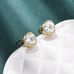 Latón micro pave aretes de circonita cúbica transparente&nbsp;EJEW-C174-02A-G